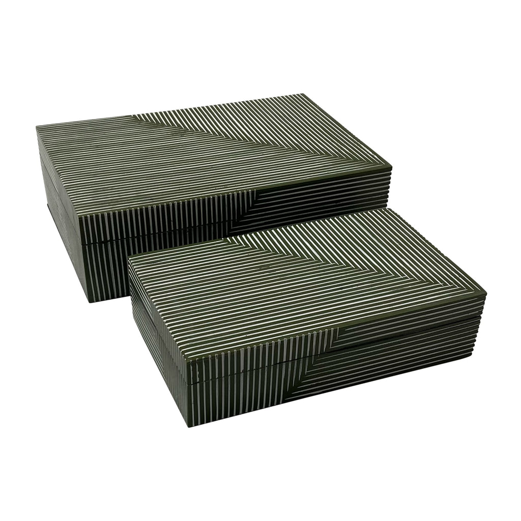 Olive Pinstripe Boxes