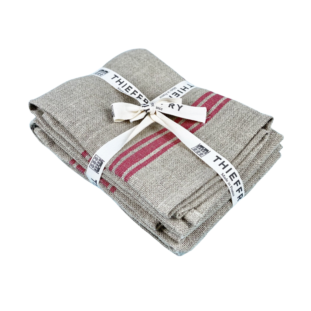 Linen Dish Towel Set of 2 - Red
